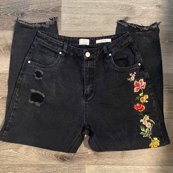 High Rise 90s Embroidered Cotton On Jeans - Picture 3 of 8